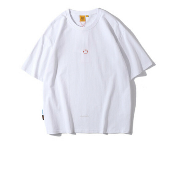 Summer simple embroidery crew neck short sleeve T (white) [M-2XL size] [Contact customer service to confirm the shipping size after placing an order]