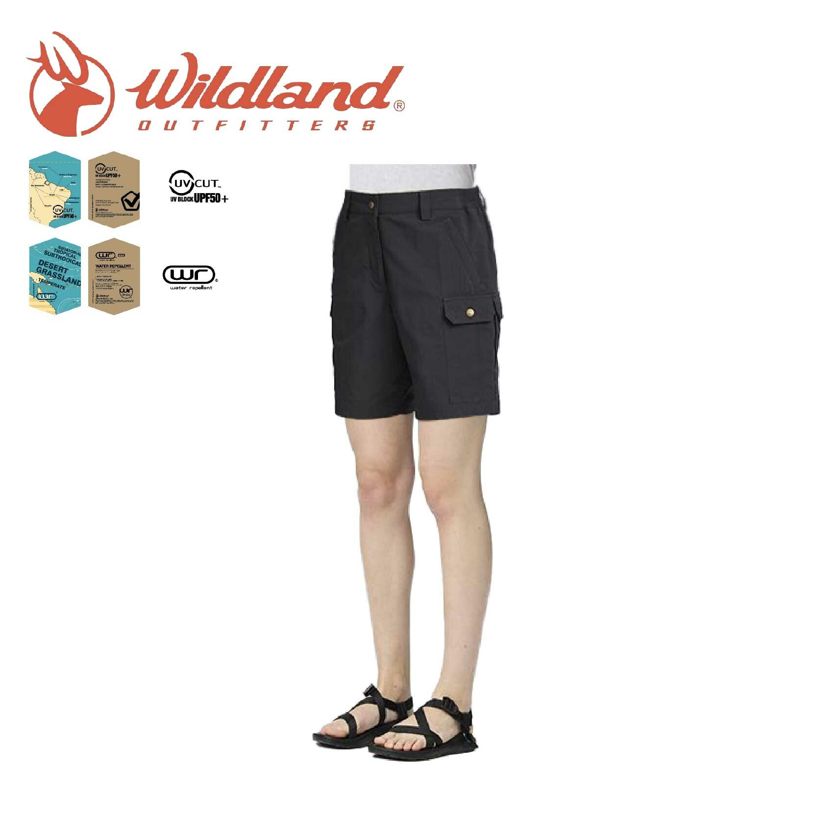 Wildland 荒野 透氣抗UV多袋工裝五分褲 女款(黑、綠) 抗UV/防潑水/短褲/登山/旅遊/日常/出國/戶外 20WB21381