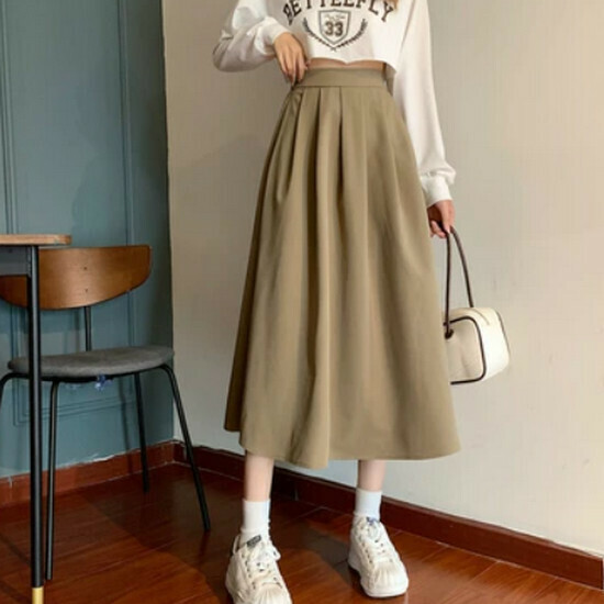 Hot Selling Casual Pleated Skirt [Coffee Color] [Size S-L] (Please contact customer service to confirm the delivery size after placing the order)