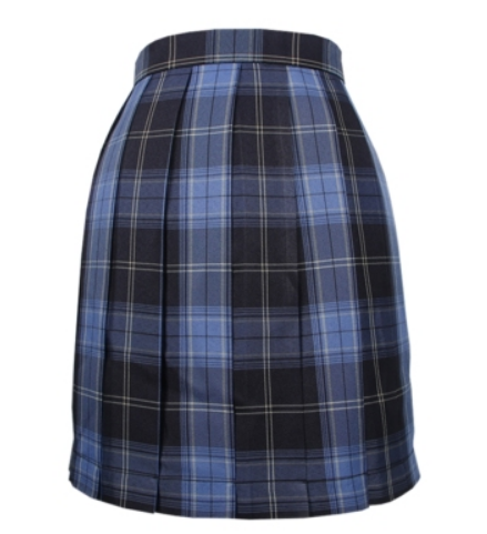 High-waisted plaid skirt (blue and black check) (size: S-XL) (skirt length two specifications are optional: 43CM/48CM) (contact customer service to confirm the shipping size after placing an order)
