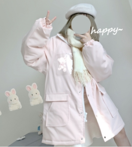 熱推加厚寬鬆連帽拉鍊棉衣(淺粉色)(尺碼:S-XL)(下單後聯絡客服確認發貨尺碼)