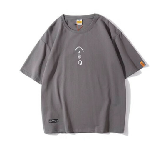 Simple print short sleeve T (gray) [M-2XL size] [Contact customer service to confirm the shipping size after placing an order]