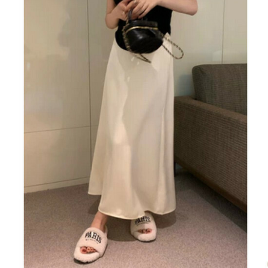Hot Selling Silky Satin Drape Skirt [White] [One Size Fits All]