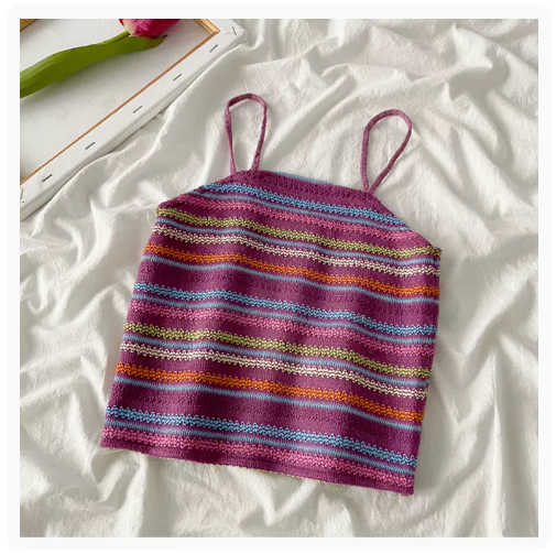 Vintage Contrast Stripe Small Suspenders (Purple) (One Size)