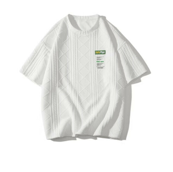 Summer retro bump check crew neck short sleeve T (white) [M-2XL size] [Contact customer service to confirm the shipping size after placing an order]