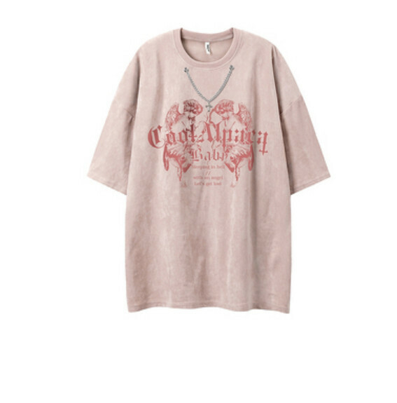 Loose crew neck short sleeve T (pink) [S-XL size] [Contact customer service to confirm the shipping size after placing an order]