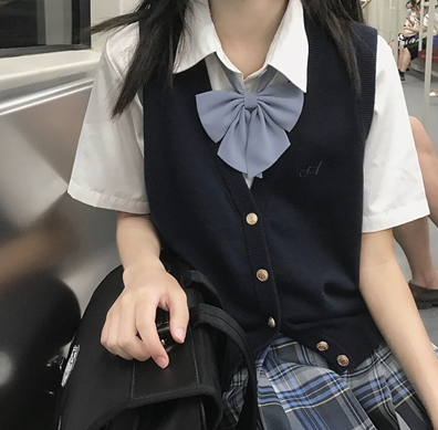 Women's Slim V-Neck Vest Cardigan Sweater (Navy Blue) (Size: S-XL) (Contact Customer Service to Confirm Shipping Size After Placing an Order)
