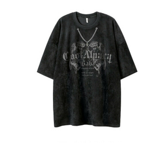 Loose crew neck short sleeve T (black) [S-XL size] [Contact customer service to confirm the shipping size after placing an order]