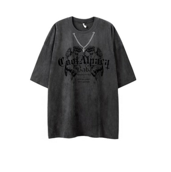 Loose crew neck short sleeve T (dark gray) [S-XL size] [Contact customer service to confirm the shipping size after placing an order]