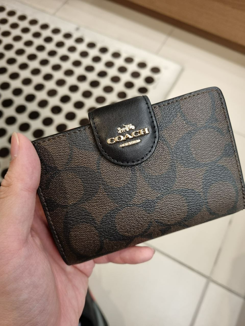 [S] COACH C0082 SIGNATURE MEDIUM CRNR ZP,BROWN/BLACK, 195031163609 (SCO761)