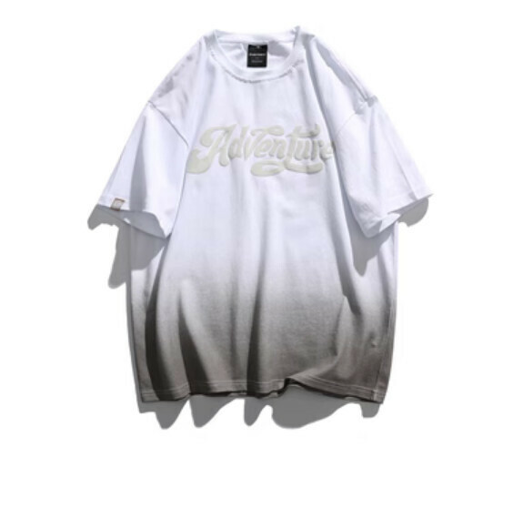 Gradient foam print short sleeve T (white) [M-2XL size] [Contact customer service to confirm the shipping size after placing an order]