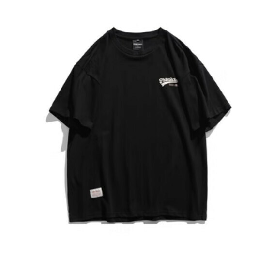 Vintage print crew neck short sleeve T (black) [M-2XL size] [Contact customer service to confirm the shipping size after placing an order]