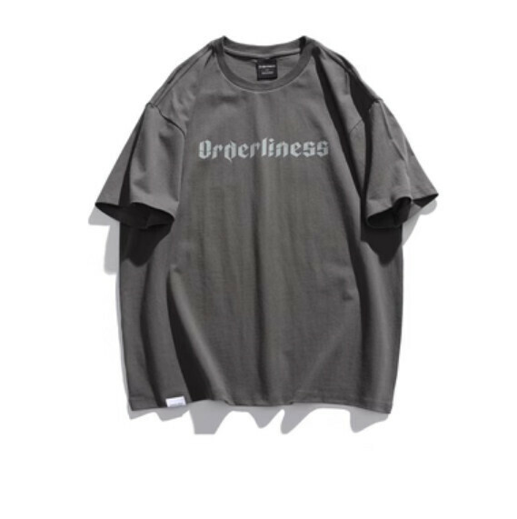 Monogram print short sleeve T (dark gray) [M-2XL size] [Contact customer service to confirm the shipping size after placing an order]