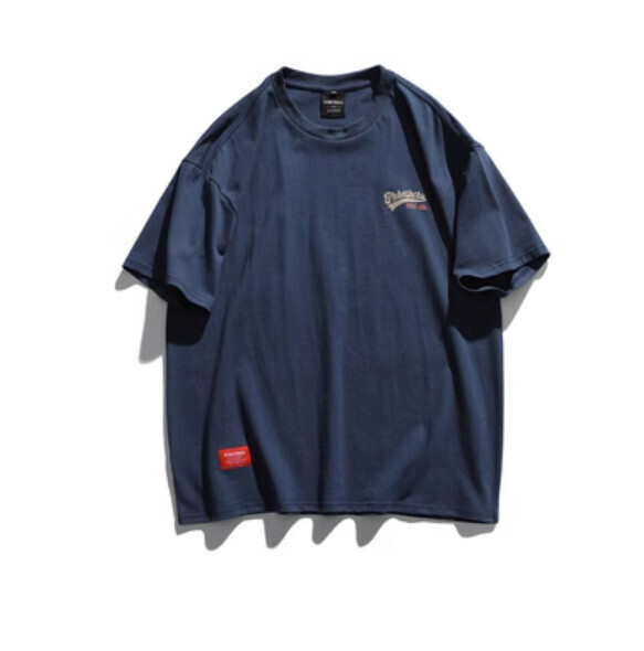 Retro print crew neck short sleeve T (blue) [M-2XL size] [Contact customer service to confirm the shipping size after placing an order]
