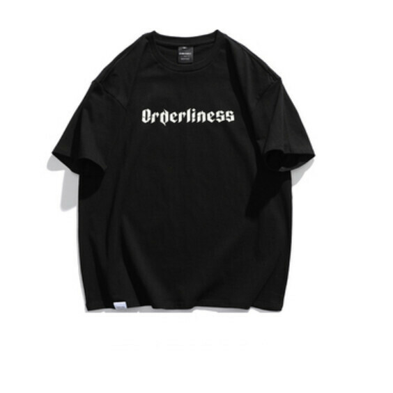 Monogram print short sleeve T (black) [M-2XL size] [Contact customer service to confirm the shipping size after placing an order]