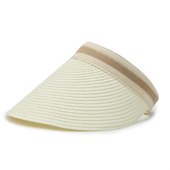 熱賣無頂編織遮陽帽女（米白色）