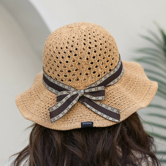 Hot selling woven sun protection fisherman hat for women (khaki color)