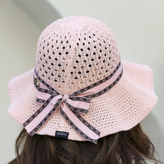 Hot selling woven sun protection fisherman hat for women (pink)