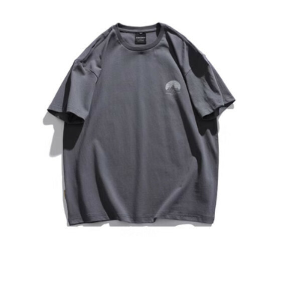 Retro print crew neck short sleeve T (gray blue) [M-2XL size] [Contact customer service to confirm the shipping size after placing an order]