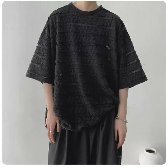 熱推條紋短袖T恤男（黑色【M_2XL碼】（下單後聯繫客服確認發貨尺碼））