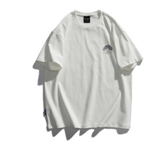 Retro print crew neck short sleeve T (white) [M-2XL size] [Contact customer service to confirm the shipping size after placing an order]