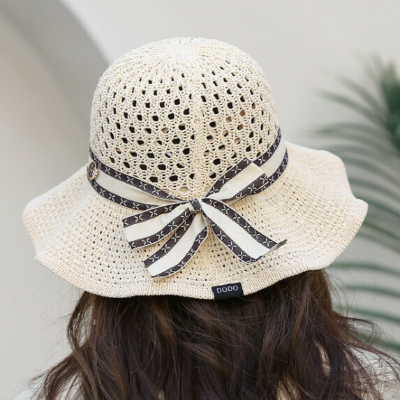 Hot selling woven sun protection fisherman hat for women (beige)