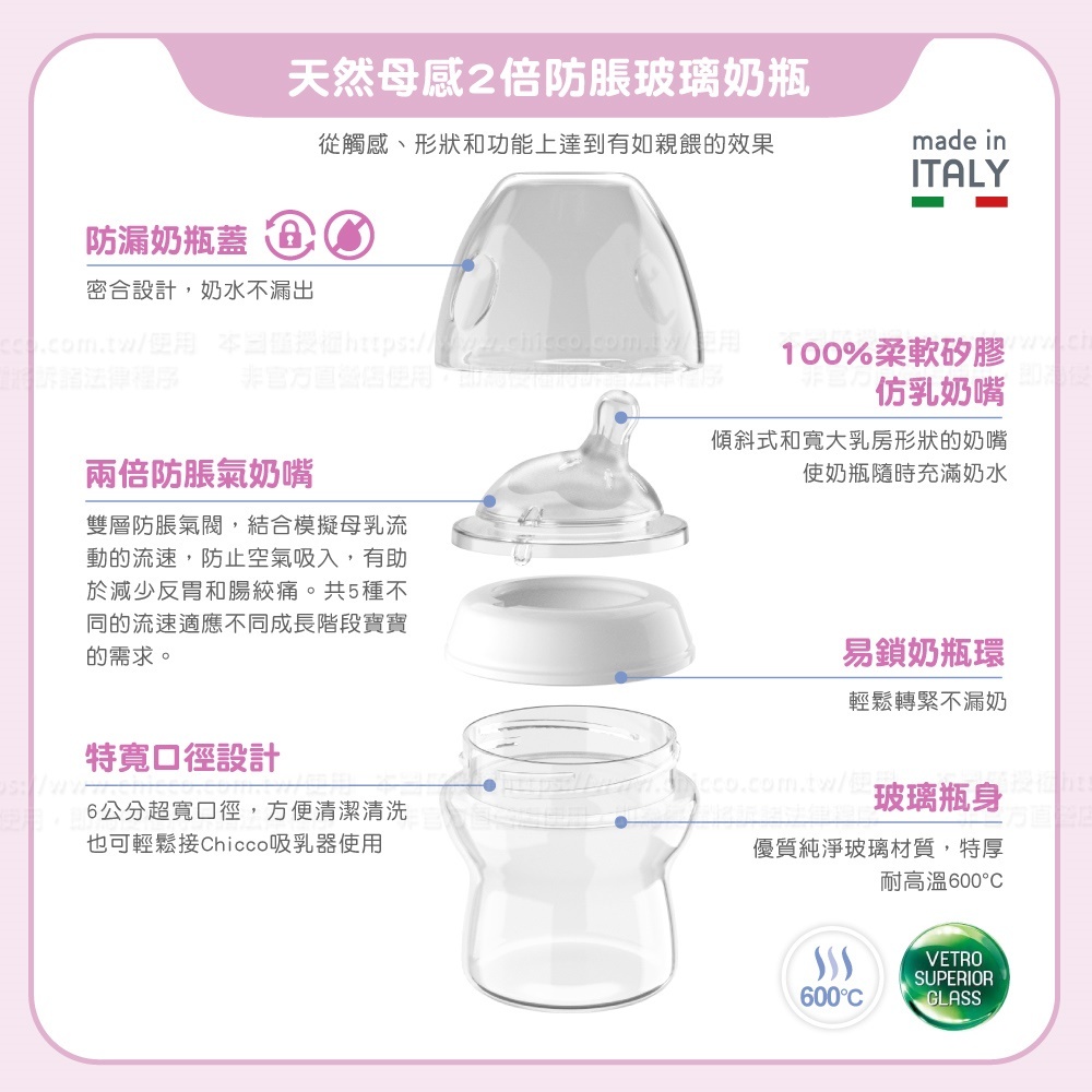 天然母感兩倍防脹玻璃奶瓶小單孔商品說明