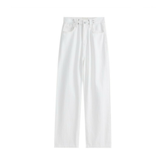 Jeans Women's Thin Loose Wide-leg Pants High Waist Straight Long Pants (White) [Size: S-XL] [Contact customer service to confirm the shipping size after placing an order]