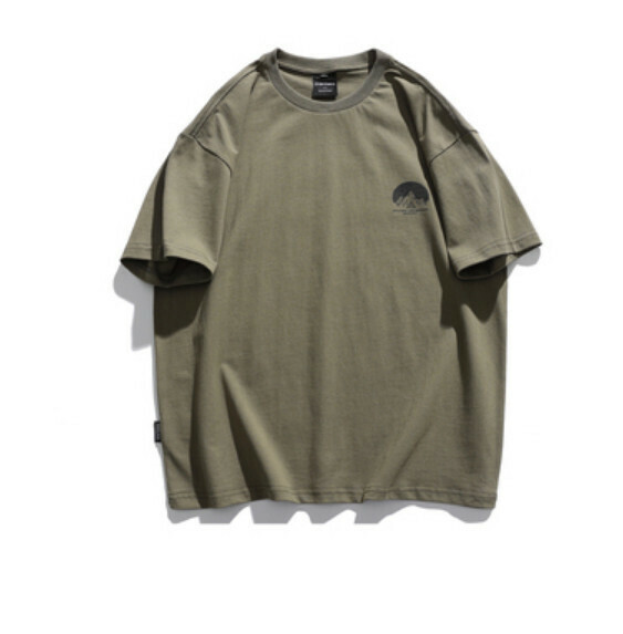 Retro print crew neck short sleeve T (green) [M-2XL size] [Contact customer service to confirm the shipping size after placing an order]