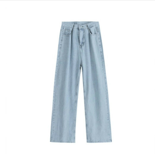 Jeans Women's Thin Loose Wide-leg Pants High Waist Straight Long Pants (Light Blue) [Size: S-XL] [Contact customer service to confirm the shipping size after placing an order]