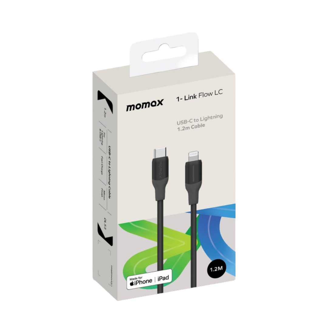 Momax 1-Link Flow CL USB-C to Lightning 充電線 1.2米  黑色