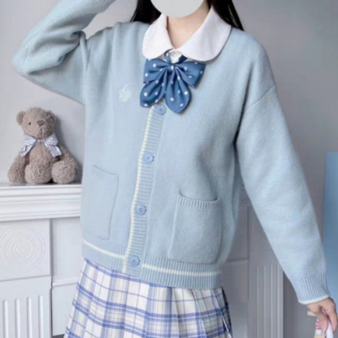Women's Japanese Knitted Cardigan Sweater (Aqua Blue) (Size: S-XL) (Contact Customer Service to Confirm Shipping Size after placing an order)