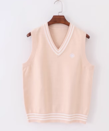 V-neck knit sweater thin vest women's vest (pink apricot) (size: XS-XL) (contact customer service to confirm the shipping size after placing an order)