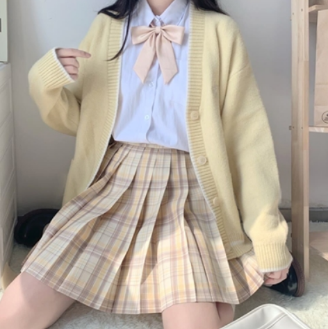 Women's Japanese Knitted Cardigan Sweater (Yellow) (Size: S-XL) (Contact Customer Service to confirm the shipping size after placing an order)