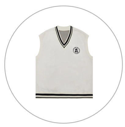 V-Neck Bear Embroidered Vest Women's Vest (White) (Size: S-XL) (Contact Customer Service to confirm the shipping size after placing an order)