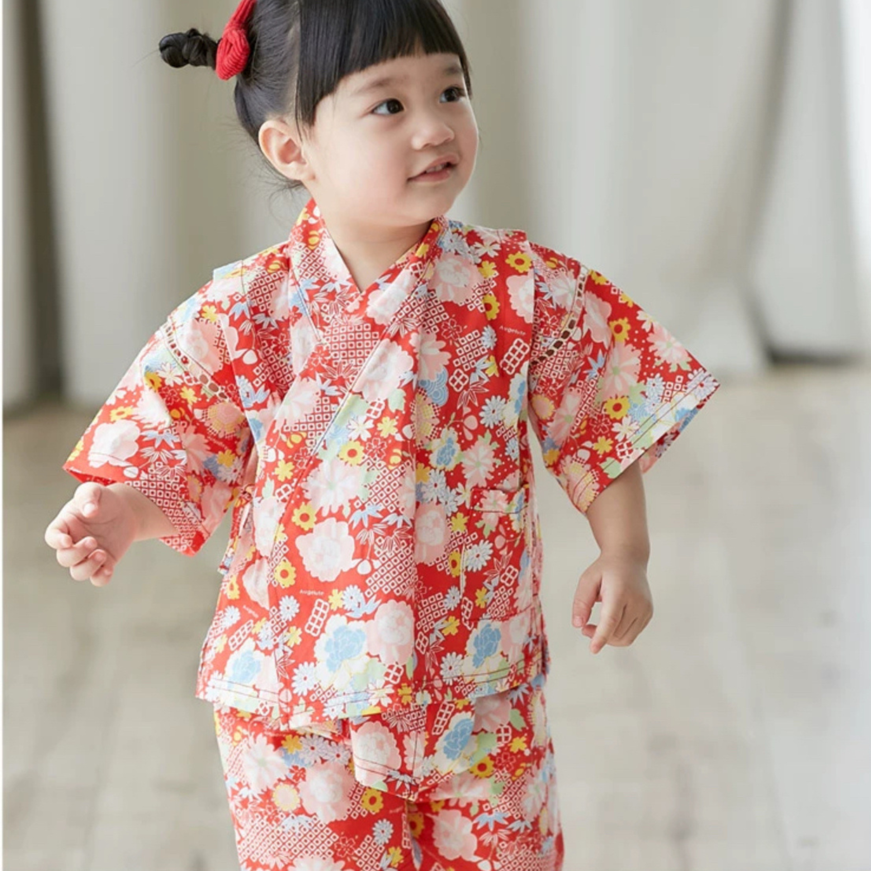 紅色盛花和風浴衣套裝