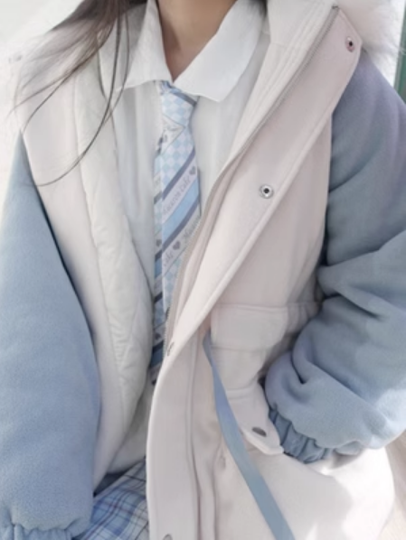 熱推女士甜美加厚寬鬆連帽棉衣(藍色)(尺碼:S-XL)(下單後聯絡客服確認發貨尺碼)