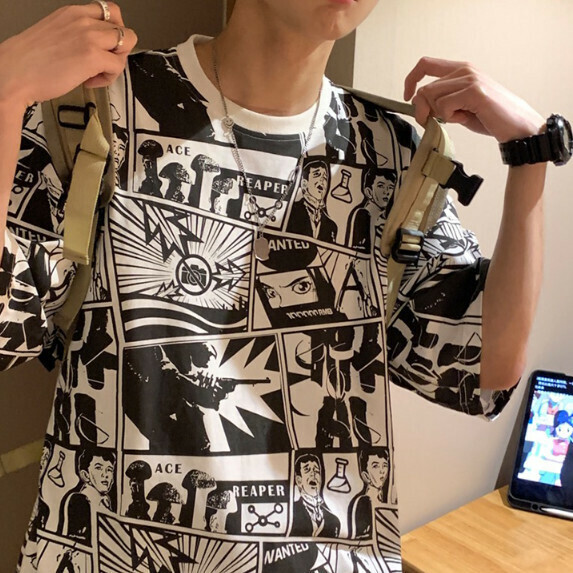 熱推短袖T恤男（白色【M_5XL碼】（下單後聯繫客服確認發貨尺碼）