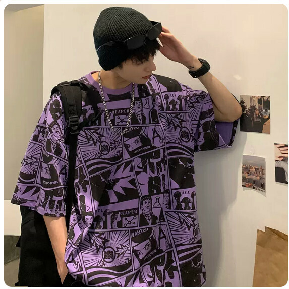 熱推短袖T恤男（紫色【M_5XL碼】（下單後聯繫客服確認發貨尺碼）