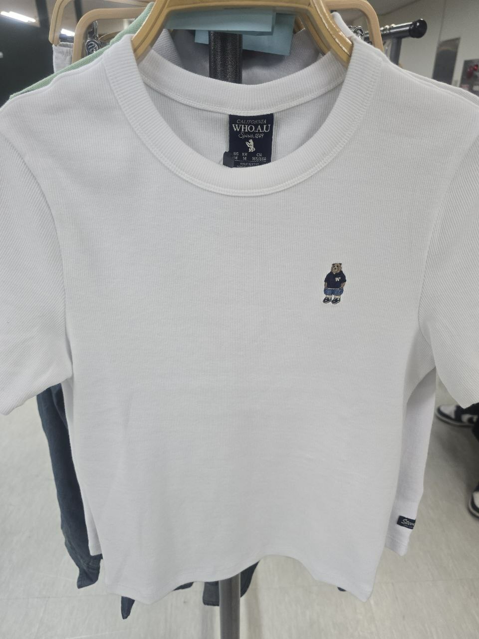 [S] WHO.A.U STEVE RIBBED SHORT SLEEVE T-SHIRT,IVORY, WHRAE2491F-00-IVORY (SWAU333)