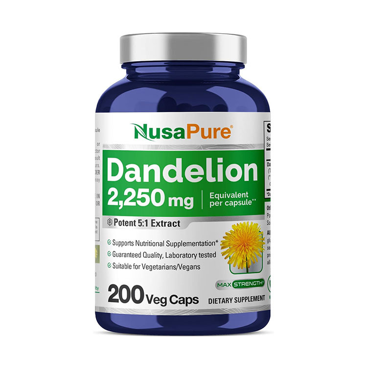 NusaPure Dandelion Root Extract 2,250mg ,200 Veggie Capsules