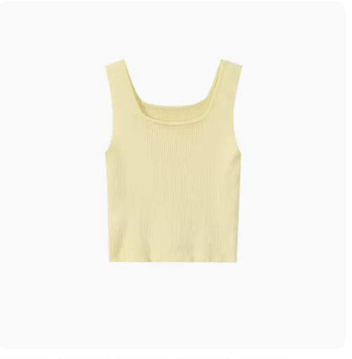 Cropped Slim Fit Vest (Yellow) (One Size)