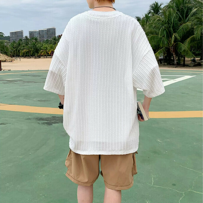 Quick-drying pattern short sleeve (white M-5XL) (contact customer service to confirm the shipping size after placing an order)