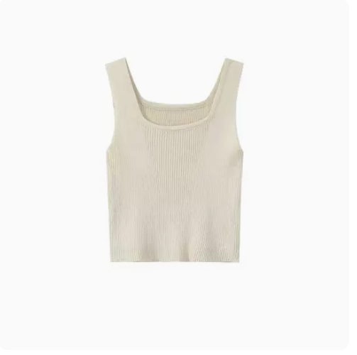 Cropped Slim Tank Top (Apricot) (One Size)