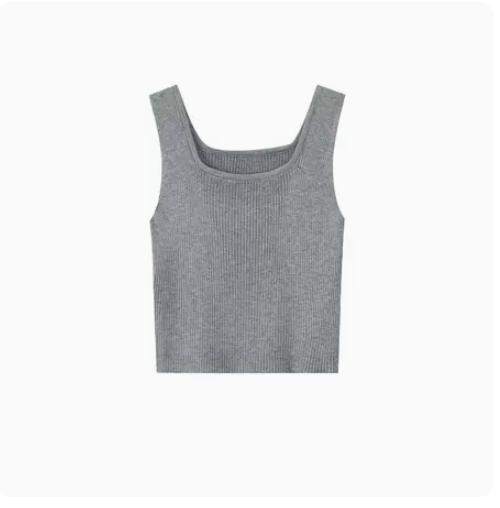 Cropped Slim Fit Vest (Grey 1) (One Size)