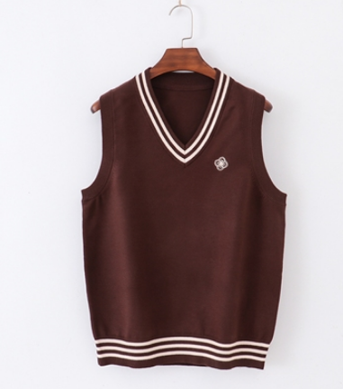 V-neck knit sweater thin vest women's vest (brown) (size: XS-XL) (contact customer service to confirm the shipping size after placing an order)