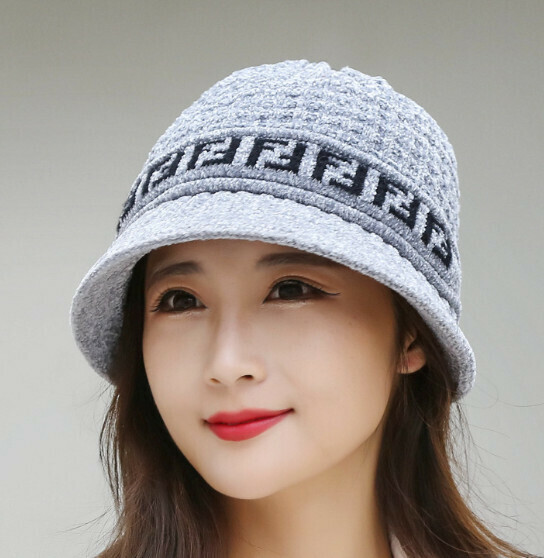 熱賣雪尼爾保暖鴨舌帽針織毛線帽【灰色】【均碼】