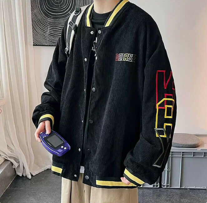 激抵燈芯絨外套男士（黑色 尺碼：M-4XL）（下單後聯絡客服確認發貨尺碼）