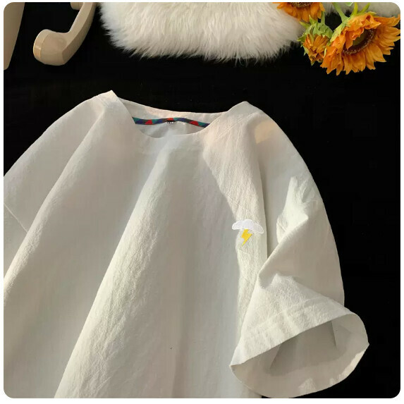 Simple short-sleeved T-shirt for men (T125 white [size M_5XL] (contact customer service to confirm the shipping size after placing an order))