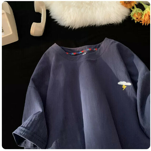 Simple short-sleeved T-shirt for men (T125 navy blue [size M_5XL] (contact customer service to confirm the shipping size after placing an order))